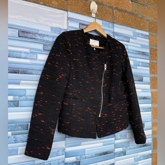 Sandro Veritage Tweed Jacket in Black 40/8 - Picture 3 of 12